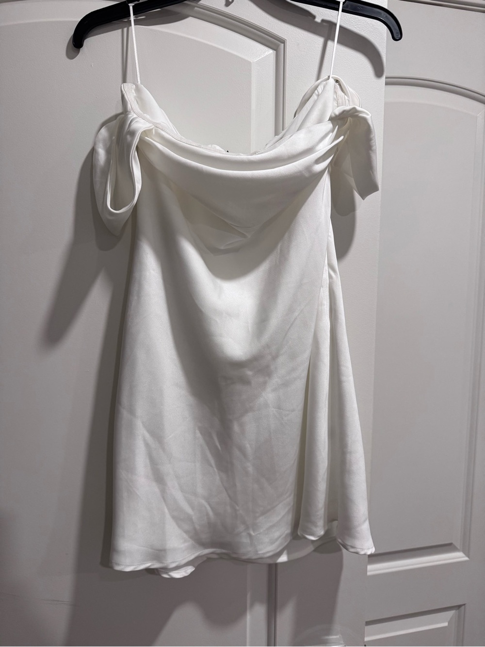 Cotton Candy White Satin Cowl Slip Dress